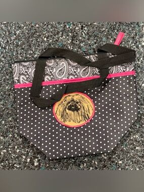 Pampered Chef Insulated Lunch Tote Bag Zipper Closure w/ Pekingese Dog